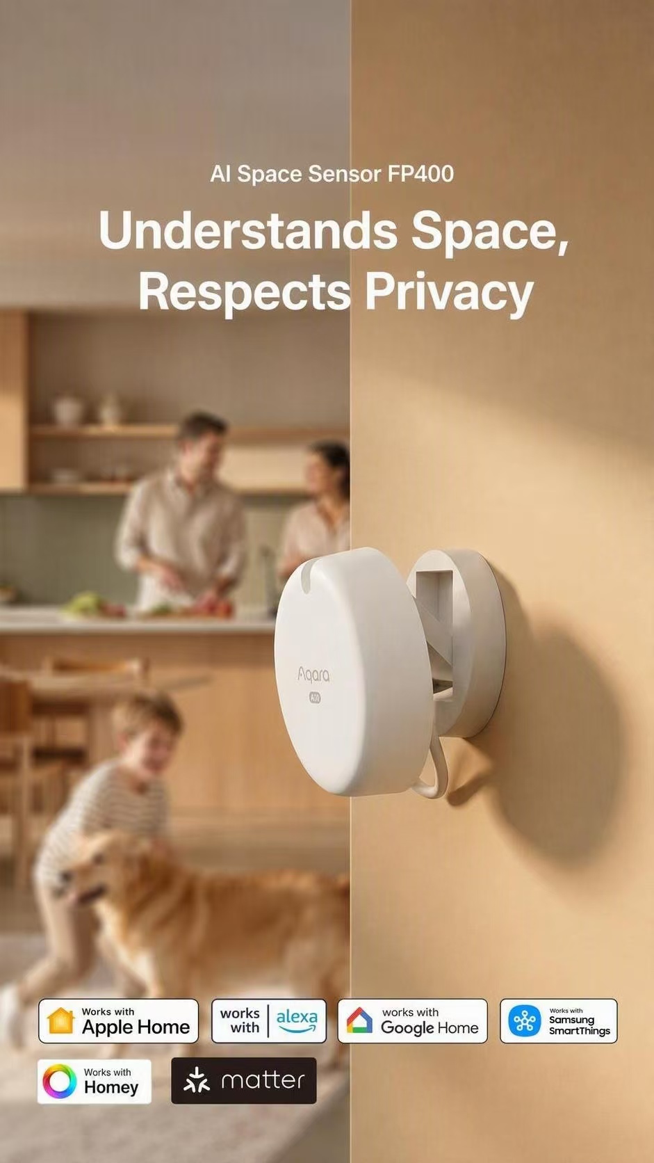 Smart Home Hub Apple - Aqara FP400 AI Millimeter‑Wave Radar Presence