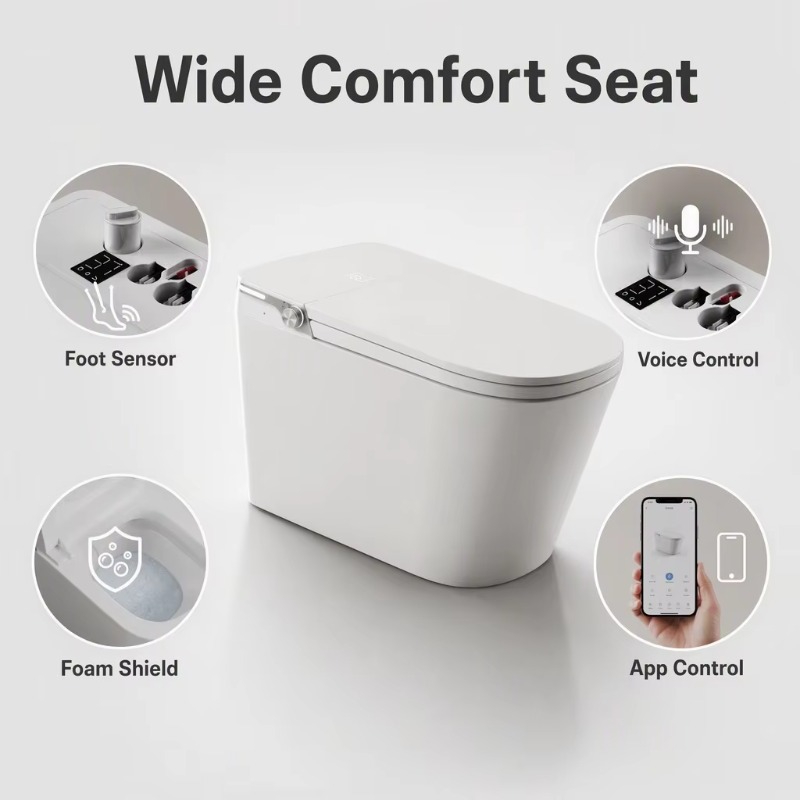 White Smart Toilet Square Bowl - đánh giá và giá Smart Home Control